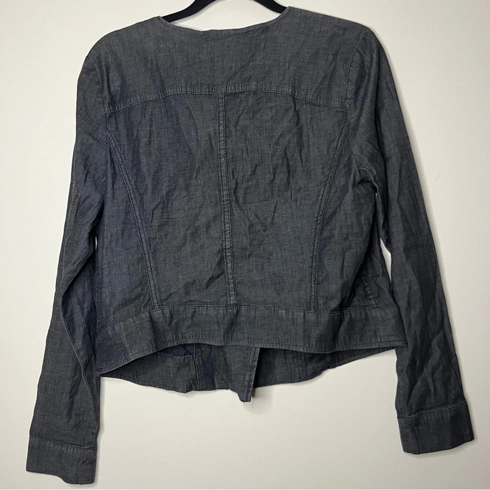 H BY HALSTON Lyocell Cotton Blend Zip Up Moto Style Lightweight Layering Jacket - Picture 7 of 9